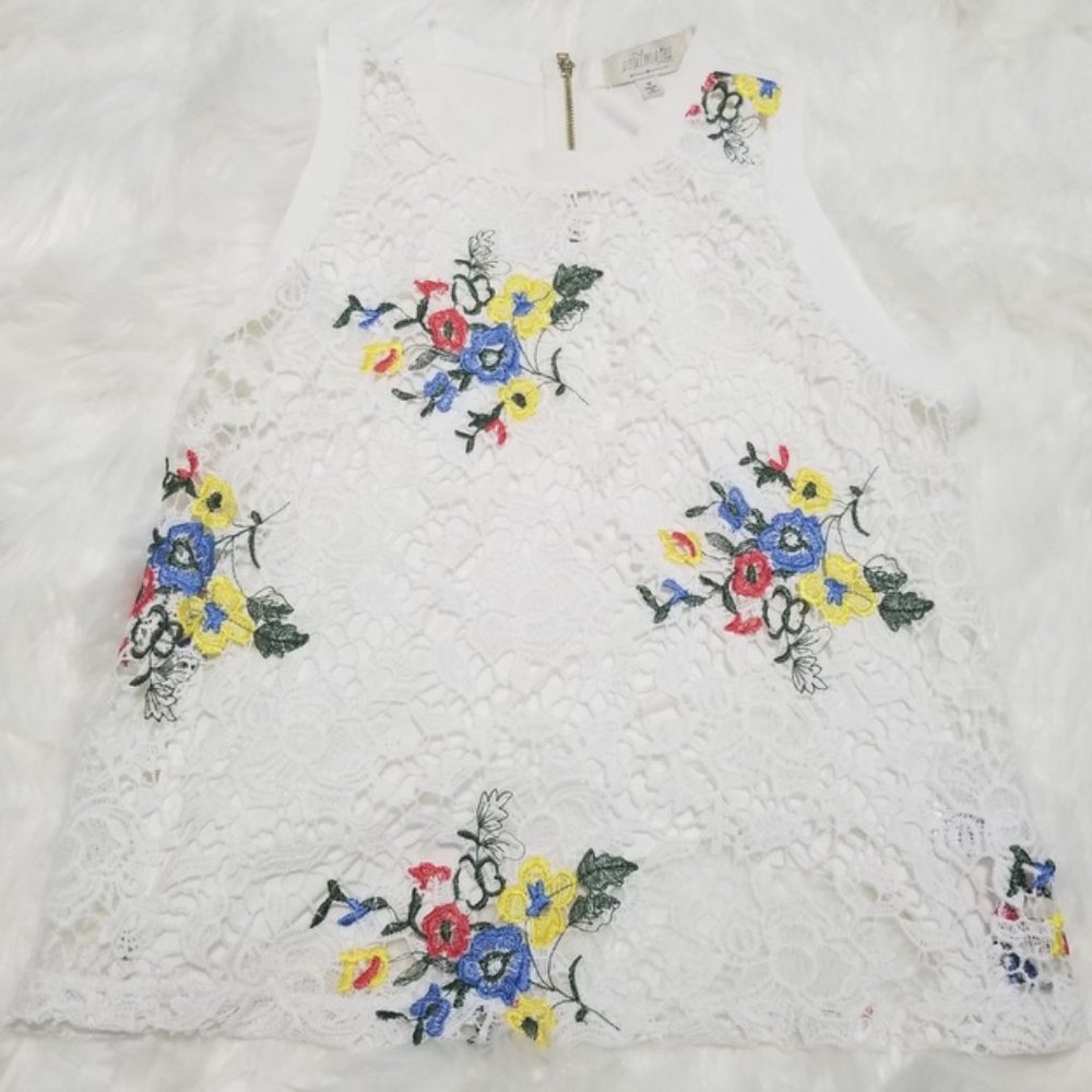 SOULMATES WHITE LACED BOHO SLEEVELESS BLOUSE TOP M